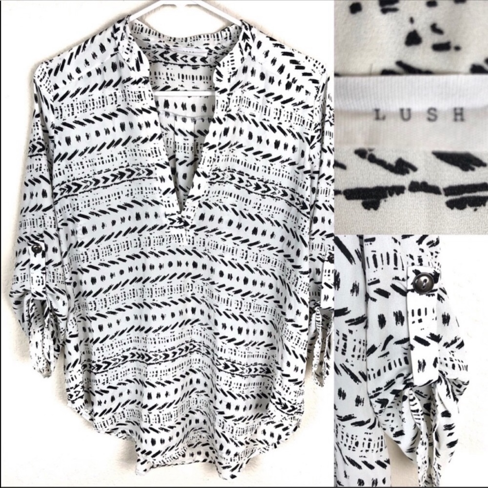 Lush v neck, button up sleeves